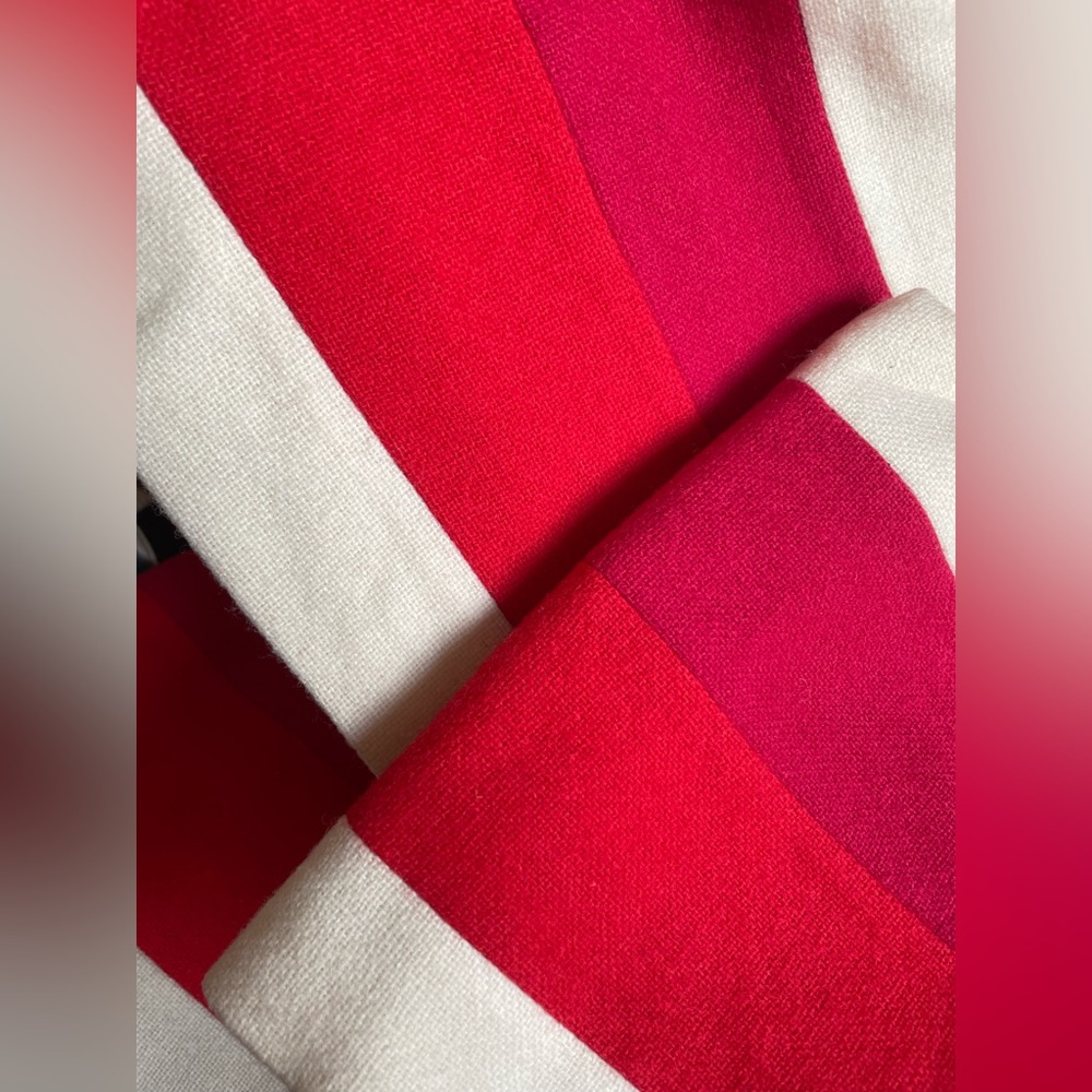 Vintage Kate Spade wool scarf red pink ivory Britannical stripe collegiate scarf